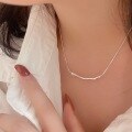 wholesale S925 Sterling Silver Geometric Irregular Snake Bone Chain Necklace for Women, Summer Fashion Minimalist Niche Luxury Collarbone Chain-0-4
