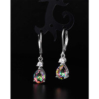 wholesale 925 Sterling Silver TEMU Cross-border European and American Multicolor Zircon Earrings for Women, Autumn and Winter Light Luxury Minimalist High-end Earrings-Colorful Earrings>925 Silver