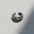 wholesale S925 Sterling Silver JF485 Korean Version Ins Indie Design Vintage Distressed Irregular Surface Textured Open Ring-0-0