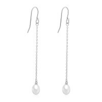 wholesale S925 Sterling Silver Tassel Chain Pearl Earring, A Classic European And American Style Women's Earring-Platinum 925 silver