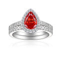 wholesale S925 Sterling Silver 15ct Colored Gemstone Combination Set Ring with High-End Luxurious Flame Ice Flower Cut High-Carbon Diamond Ring and Row Ring-0-6