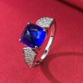 wholesale S925 Sterling Silver New Royal Blue 8*8mm Sugarloaf Ring Minimalist for AliExpress-0-3
