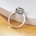 wholesale S925 Silver Green Moissanite 1 Carat Square Prong Set Ring with GRA Certificate, Light Luxury Fashion Gemstone Ring-0-2