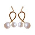 wholesale S925 Sterling Silver All-Over Red Elk Cross Design Small Pearl Stud Earrings for Women, Elegant, Niche, Luxury, Versatile-0-4