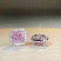 wholesale S925 Sterling Silver Pink Diamond Stud Earrings Cute Sakura Pink Ins Style Radiant Ice Flower Cut Earrings for Women Wholesale-0-2