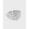 wholesale S925 Sterling Silver Korean Version Ins Indie Design Minimalist Versatile Irregular Concave-Convex Surface Textured Open Adjustable Ring for Women-0-0
