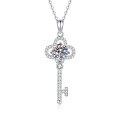 S925 Sterling Silver Moissanite Crown Key Pendant Necklace, 1ct Wholesale-0-3