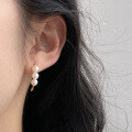 wholesale S925 Sterling Silver Light Luxury Niche Design Fresh and Sweet Three Beads Teardrop Ear Hook M05525-0-1