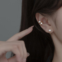 wholesale S925 Sterling Silver Na Lan Style Sweet Korean Four-Prong Single Diamond Ins Simple and Versatile Ear Clasp M00319-S925 silver pair of earrings gold 925 silver