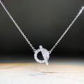 wholesale S925 Sterling Silver Women's Pig Nose Pendant Full Diamond O-Shaped Necklace Minimalist High-End Collarbone Chain Direct Factory Wholesale-0-0