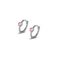 wholesale S925 Sterling Silver Sweet Ear Clasp for Women, Japanese and Korean Style Pink Heart with Single Diamond Twist Hoop Earring M00713-0-4