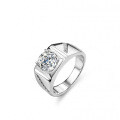 S925 Sterling Silver 2-Carat Moissanite Men's Ring, Simple and Dignified-0-3