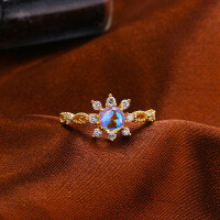 wholesale 925 Silver Moonlight Lovers Korean Japanese Style Lace Simple and Fresh Starry Light Imitation Moonstone Ring for Women-Moonlight Lover Ring (Hong Kong)  No. 17