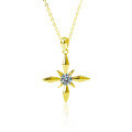 S925 Sterling Silver Moissanite Four-Pointed Star Necklace, Factory Direct-0-5