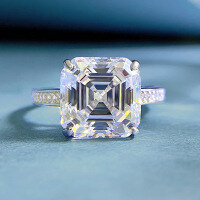 wholesale 925 Silver Jewelry European & American New Product High Carbon Diamond 10*10 Pagoda Cut Ring Women Cross-border One-piece Dropshipping-R221 White Diamond>No.7