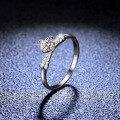 925 Silver Moissanite Ring Women's Bow Flower Diamond-0-3