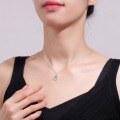 wholesale S925 Sterling Silver Chinese Style Mother-of-Pearl Fu Character Pendant Necklace, National Trend Niche Premium Design Collarbone Chain-0-3
