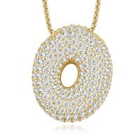 925 Silver Gold-Plated Letter Pendant Choker Necklace for Women-The letter O