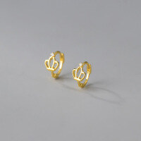 wholesale S925 Sterling Silver Korean Style Fashion Hollow Crown Ear Clips, Personalized and Sweet Ear Accessories M00630-S925 silver pair gold 925 silver