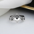 wholesale S925 Sterling Silver Vintage Rose Pattern Crown Heart Ring Trendy Hip Hop Punk Unisex Index Finger Ring-0-3