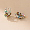 wholesale S925 Sterling Silver Fresh and Sweet Ins Style Small and Exquisite Design Sunflower Basket Ear Clasp M06637-0-3