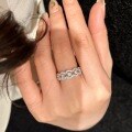 Sterling Silver Moissanite Openwork Lace Stackable Ring-0-2