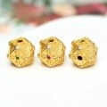 wholesale S925 antique silver gold-plated diamond-inlaid octagonal bead accessories for DIY Buddhist bead bracelets and necklaces, diamond-shaped spacer beads-0-2