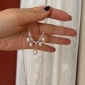 wholesale S925 Sterling Silver Natural Freshwater Rice-Shaped Aurora Pearl Necklace for Women, Versatile Tassel Pendant with Zircon Inlay Collarbone Chain-0-3