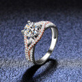 Two-Tone Gold Silver Moissanite Ring for Women-0-3