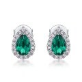 wholesale S925 Sterling Silver Euro-American Personalized Luxury Teardrop-shaped Lab-grown Emerald Stud Earrings Full-set High-end Earrings-0-5