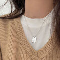 wholesale S925 Sterling Silver English Square Pendant Small Bead Necklace for Women, Summer Minimalist Luxury Advanced Letter Collarbone Chain-0-4