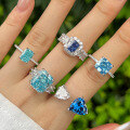 wholesale S925 Sterling Silver Europe & US Cross-Border Ring for Women with Inlaid Blue 8A Ice-Cut 2-6 Carat High-Carbon Diamond-0-1