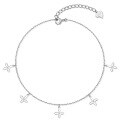 wholesale S925 Sterling Silver Light Luxury Women's Anklet in White Gold Tone, Advanced Four-Leaf Clover Design, Birthday Gift for Girlfriend, Valentine's Day Present-0-4