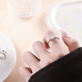 S925 Sterling Silver 1-Carat Moissanite Women's Open Adjustable Ring-0-1