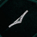 925 Silver Moissanite V-Shape Single Row Crown Princess Ring Stackable Solitaire-0-0