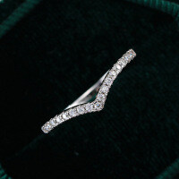 925 Silver Moissanite V-Shape Single Row Crown Princess Ring Stackable Solitaire-Moissanite  Hong Kong number 10