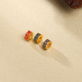 wholesale Gold-plated S925 ancient silver enameled Hui-pattern spacer bead-0-1