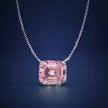 wholesale 925 Silver ShiPei Jewelry New Pink Rectangular Pyramid Shape 14*16 High Carbon Diamond NecklaceIns Style-0-0