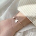 wholesale S925 Sterling Silver Maker Lucky Small Square Plate Ballpoint Pen Minimalist Silver Bracelet for Women, Korean Style Elegant Personality Niche Design-0-5