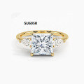 wholesale S925 Sterling Silver with Gold Plated, 1ct Moissanite Engagement Ring, Oval Cushion Cut, Factory Stock Wholesale-0-2