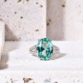 wholesale S925 Sterling Silver 10*14mm Large Carat Gemstone Ring Green Spinel Ring for Cross-Border Export-0-3