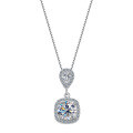 S925 Silver Moissanite Square Pendant Necklace, Light Luxury Choker-0-3