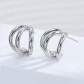 wholesale Metal geometric C-shaped hoop earrings for women, minimalist fashion, trendy and unique, versatile high-end earrings-0-6