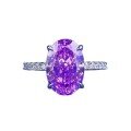 wholesale S925 Sterling Silver High Carbon Diamond Purple Diamond 8*12mm Oval Radiant Ring for Men and Women Cross-Border-0-4