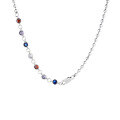 wholesale S925 Sterling Silver Retro Korean-Japanese Style Beaded Chain Necklace with Colorful Zirconia Accents, Versatile Luxury Collarbone Chain for Women-0-5