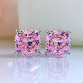 wholesale S925 Silver New High Carbon Diamond Stud Earrings 10*10 Simulated Pink Diamond Earrings for WomenIns Style-0-5