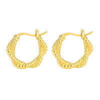 wholesale S925 Sterling Silver Geometric Round Braided Rope Minimalist Earrings for Women-18K gold>925 silver