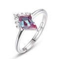 wholesale S925 sterling silver European and American new trendy personalized minimalist kite-cut lab-grown alexandrite ring for women cross-border hot purchase-0-4