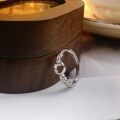 wholesale S925 Sterling Silver Fashion Minimalist Circle Half Twist Ins Style Ring Korean Version Niche Design Versatile Women's Ring-0-1
