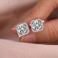 wholesale S925 Silver Cubic Zirconia Stud Earrings, Large and Sparkly, Light Luxury Style, Women's Best-Seller, Amazon Hot Item-0-3